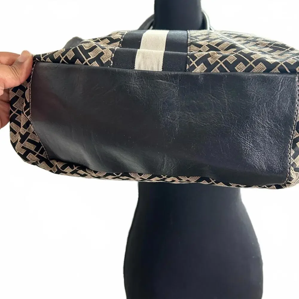 Tommy Hilfiger‎ Black and Cream Geometric Tote Y2K